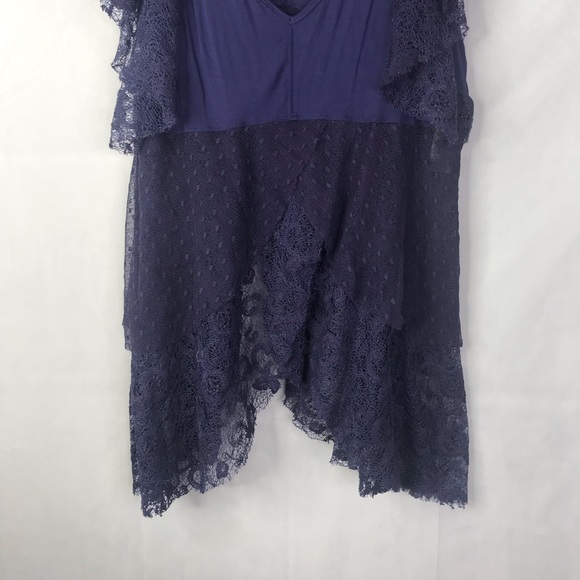 FP Heatherton sheer lace mesh fairy sleeve blouse - Picture 6 of 11